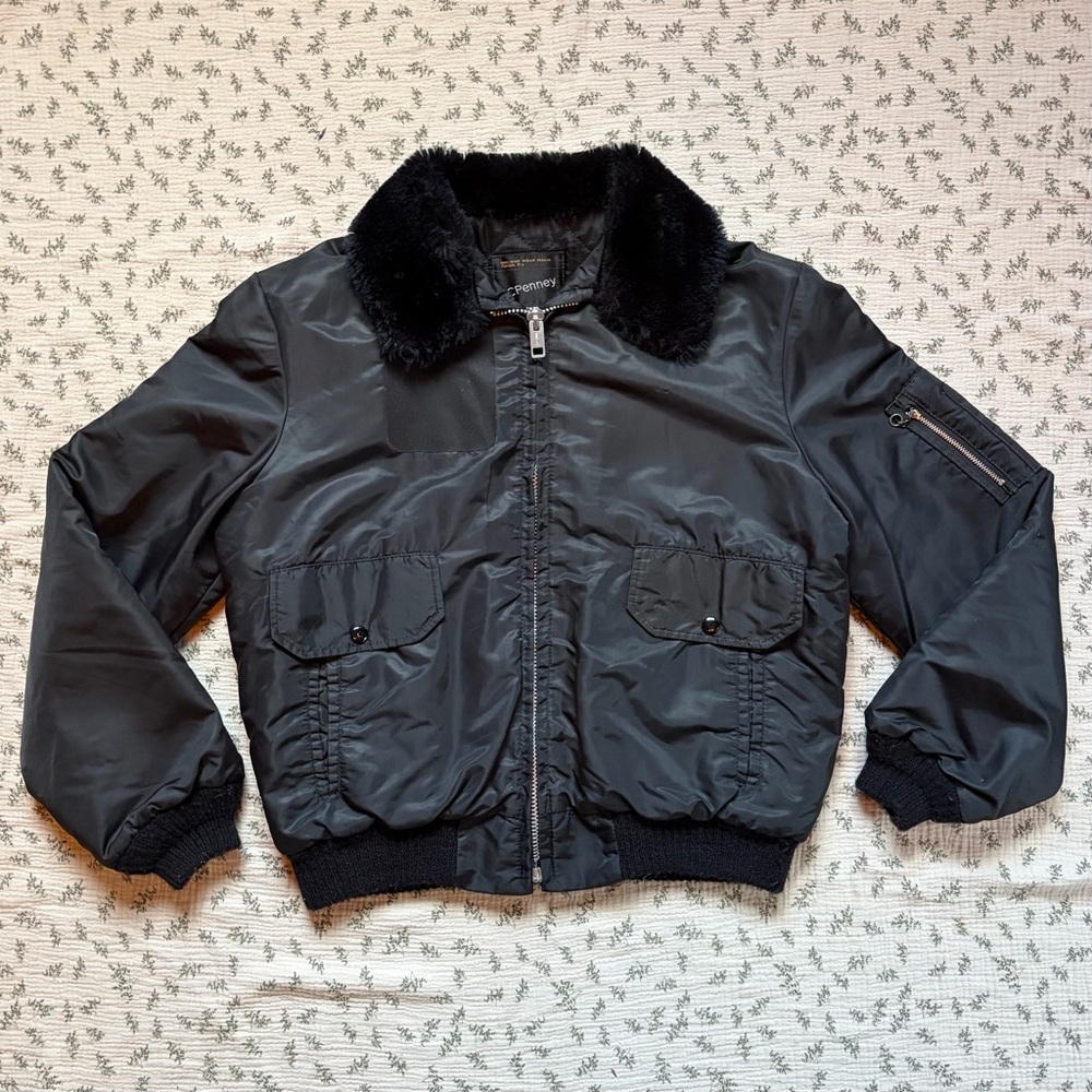 Vintage JC Penny Bomber with Faux Fur Collar